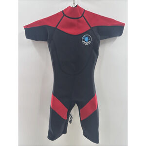 Realon Sports Unisex Kid Full Suit Wetsuit Black Red Small 7" inseam *READ...